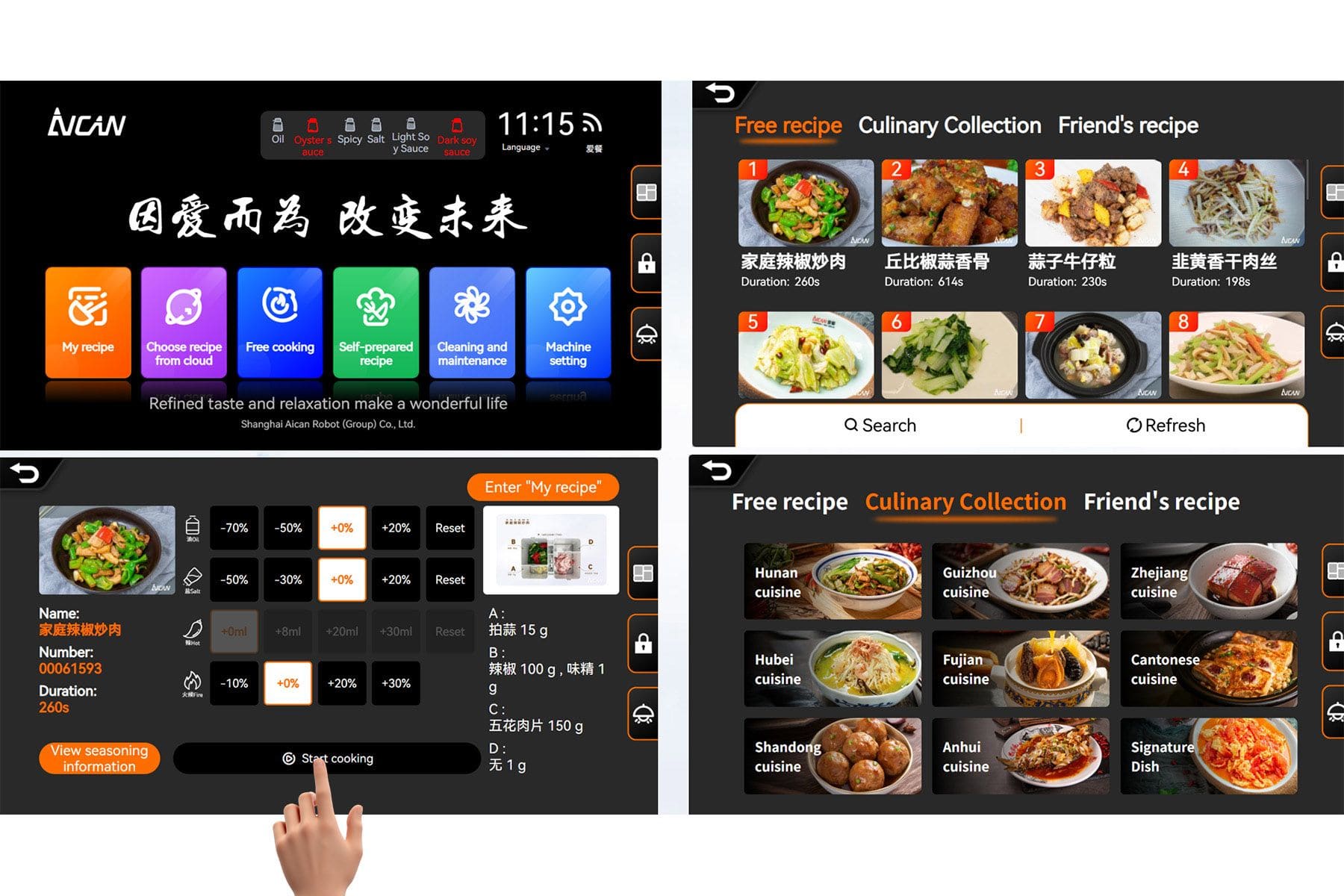 AICAN Intelligent HMI Control With Recipe & Machine Management - commercial kitchen automation technology